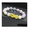 Cuentas de piedra natural Ágata Cuentas Hebras Pulsera China Pixiu Lucky Brave Troops Charms Feng Shui Joyería para hombres Mujeres 9 colores Dro Dhcrl