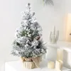 Decorative Flowers Christmas Tree Pine Artificial 180Cm Mini Small DIY With Wood Base Frost Tabletop Party Year Home Decoration