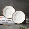 Plates Wholesale Japanese Tableware Hand-made Household Ceramic Plate Flat Dessert Retro Dish Steak