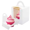 Ferramentas de cozimento 50 PCS caixas de cupcake individuais suportes de transporte individuais brancos com inserções de janela para embalagem de embalagem de padaria