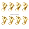 Charms 300Pcs/Lot Gold Stainless Steel Lobster Clasps Hooks Connectors Jump Rings For Bracelet Necklace Chain Diy Jewelry Making Drop Dharm