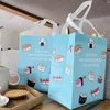 Storage Bags 10pcs Portable Handle Bag Cartoon Sushi Rice Ball Printing Non-woven Fabric Japanese Cuisine Takeaway Takeout