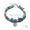 Bracelets De Cheville Bohème Étoile De Mer Tortue Pour Les Femmes Éléphant Hibou Vague Charme Perles Pierre Chaîne Cheville Bracelet Sur La Jambe Plage Bijoux Drop Delivery Dhluf