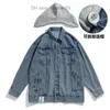 Herrenjacken Herrenjacken Cityboy-Serie Abnehmbarer Hut Jeansjacke Herbst 2023 Lose gefälschter zweiteiliger Mantel Q Winterkleidung Herren Leder Z230724