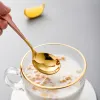 Stalowa kawa mieszająca łyżki lody deser zupa łyżka 7-calowa 7-calowa herbata wielokrotnego użytku okrągłe łyżki miksowania jy24