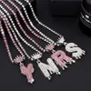 Pendentif Colliers Bling Strass Alphabet a z Nom Initial Collier pour Femmes Hommes Rose Couronne Lettre Cristal Chaîne Tendance Bijoux 230613