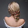 Pinces à cheveux O617 frais mariée coiffure tissu fleur cristal demoiselle d'honneur fleur-fille épingle à cheveux femmes reconstitution historique cadeau d'anniversaire diadème accessoires de mariage