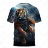 Herr t-skjortor sommar lös casual t-shirt flygande tiger 3d tryckt stor-storlek street harajuku kortärmade toppar