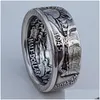 Cluster Rings Antique Coins Men Commemorative Gift For Boyfriend Handmade Vintage Party Male Ring Jewelry Drop Delivery
