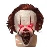 Halloween Lead Clown Mask Light Up Eyes String Mask Assume Party Party Silicone Mask للبالغين Full Face Joker Pennywise Mask Party Play Play Prop