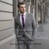 Costumes pour hommes gris pour hommes formel affaires Blazer Banquet smoking fête bal Slim Fit 2 pièces ensemble Terno Masculino veste pantalon