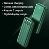 Wireless Fast Charging Power Bank Caricabatterie portatile 30000mAh Display digitale Batteria esterna 4 cavi integrati per iPhone Xiaomi L230619