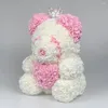 Flores decorativas 2023 criativas 40cm espuma artificial rosa rosa presentes de urso para aniversário coroa de panda dia dos namorados namorada