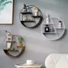 Objects Figurines Nordic Style Living Room Housekeeper On The Shelve Home Wall Creative Round Decorative Storage Shelf Iron Modern Simple New L230724