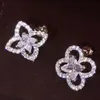 Flashy Diamond Eardrops Four Leaf Clover Pendant Charm Fashion Female Design Diamante Classy Earring Jewelry Luxury Ear Stud