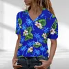 Blusas femininas 2023 estampadas camisa havaiana para mulheres moda gola virada para baixo camisas e cardigã manga curta tops túnica