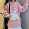 Deeptown Koreanischen Stil Kawaii Cartoon Gans Drucken Gestrickte Pullover Frauen Harajuku Oversize Crewneck Langarm Jumper Pullover L230619