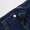 Women's Jeans American Street Washing Deep Blue Stand Pocket Stitching Low Waist Tight Girl Pants Super Short