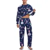 Pijama de sirena para hombre, pijama de natación con estampado de estrellas de mar, conjuntos de pijama geniales de manga larga para hombre, regalo estético diario personalizado de 2 piezas