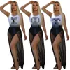 Women's New Small Fragrance Style Black Sexy Gauze Skirt High Quality Fashion Printed Swimsuit