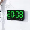 벽시계 시계 대형 스크린 거실 음성 제어 디지털 스누즈 온도 날짜 디스플레이 USB 12/24h 테이블 LED