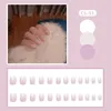 Falska naglar 24st Pink Pearl Fake Nail Pieces ljusa och glänsande återanvändbara konstklistermärken set i full täckning