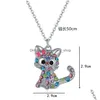 Ohrringe Halskette Nette Cartoon Katze Ring Set Spot Farbe Kätzchen Kinder Tier Schmuck Sets Drop Lieferung Dhvjn