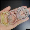 Pendanthalsband 2mm breda Moissanite Tennis Armband SLIVER Halsband Diamond Jewelry Chain Drop Delivery Pendants Dhary