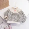 Hoodies Sweatshirts Cute Baby Girls Tops Sweatshirt Love Pattern Ruffles Long Sleeve ONeck Pullover Kids Shirts Casual Loose Hoody Children Clothes J230724