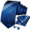 Conjunto de corbata para el cuello Corbatas clásicas para hombre 8Cm Azul Plaid Dot Rayas Corbata de negocios Pañuelo Fiesta Entrega directa Accesorios de moda