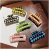 Hair Clips Barrettes Large Shark Rectangar Claw For Women No-Slip Grip Lattice Design Jaw Clamp Aesthetics Plaid Checker Claws Drop Delive