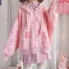 Felpe con cappuccio da donna Harajuku Teen Girls Winter Oversize manica lunga Capispalla Y2k Kawaii Pig Zip Coat Pink Felpa con cappuccio da donna Cute Fleece con cappuccio