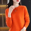 Kadın Sweaters Merino Yün Sweater Yuvarlak Boyun Örgü Alt Sıradan Gevşek Külot Top Bahar ve Sonbahar Kore Modası