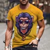 Herren T-Shirts Street Cool Hip-Hop Affenmuster T-Shirt Sommer Atmungsaktives 3D-Druckoberteil Übergroßes Tier Kurzarm Urlaubsmann-T-Shirt