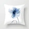 Pillow Case 45x45cm Blue Ink Flower Pillowcase Sofa Living Room Home Decoration Abstract Geometric Polyester Cushion Cover Bedroom Decor 230724