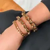 Gold Chunky Thick Chain Bracelets for Women Jewelry Accesorios Punk Mujer Gothic Gold Lock Friends Bracelet Bangle Gift AL7497242e