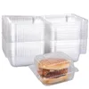 Ta ut containrar 100st akrylbox engångsmat behållare plastisk gångjärn limfruktförvaring