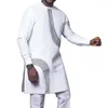 Survêtements pour hommes en Dashiki africain imprimé blanc ethnique costume 2 pièces traditionnel fête de mariage tenue de vêtements pour hommes