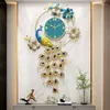 Horloges murales moderne Quartz horloge métal Design luxe paon Silence salon Reloj Cocina Pared décoration domestique