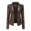 Women's Leather Faux Jacket Women Detachable Moto Biker Zipper 2023 Spring Outerwear Autumn Motorcycle Coat Black Red Brown