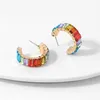 12pcs set Fashion Rainbow Cz Ear Cuff For Women Girls 2021 Bohemia Hoop Round C-shape Statement Stud Earring Female Jewelry Brinco241L
