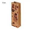 Gift Wrap 67JE 12pcs Christmas Kraft Paper Wine Bottle Bags Reusable Present Packaging For Xmas Party Favor