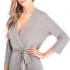 Damen-Nachtwäsche-Stil, Nachthemd, Pyjama, Damen-Sexy-Bademantel, graue Robe