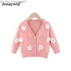 Pullover Fashion Baby Girl Winter Clother Flower Cardigan لعام 2021 سترة محبوكة ناعمة الخريف أطفال خارجية Pullover Z230724