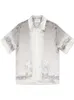 Camisa de botões CASABLANCA Guardian Gypsum Print preto e branco gradiente havaiano solta camisa de manga curta para homens e mulheres