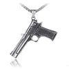 Pendant Necklaces Street Pistol Necklace Ancient Sier Stainless Steel Gun Model Men Jewelry Nightclub Hiphop Fine Drop Delivery Pendan Dheiz