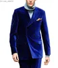 Mäns spårningsdräkter röda och gröna sammet herrdräkt dubbelbröst platt topp lapel tailcoat kostym super smal passform 2 st brudgum blazer byxor Terno masuklino z230724