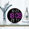 Wall Clocks 12inch 10inch Large Screen Led Round Clock Digital Temperature Humidity Date Display Alarm Modern Home Decoration