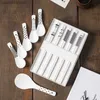 Minimalisme 5 Paren/partij Eetstokjes Lepels Keramisch Servies Huishoudelijke Antislip Voedsel Sticks Geschenkdoos Bestek Set Herbruikbare Keuken L230704