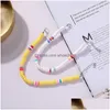 Bracelets de cheville 6Mm Colorf argile molle pour les femmes arc-en-ciel polymère empilable chaîne perlée Bracelet de cheville Boho plage bijoux livraison directe